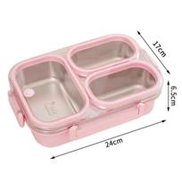 Leak-Proof 304 Stainless Steel Lunch Box 1000Ml Microwaveable Oven Safe Lunch Bento Box Sealed Compartmentalized Lunch Box rožinė