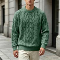 Men's Long Sleeve Knit Sweater Casual Pullover for Everyday Wear XXL žalia