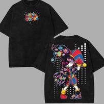 The Amazing Digital Circus Graphic T Shirt Front Back Short Sleeve Streetwear L gray