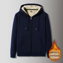 Big Size Mens Clothes Winter Thick Warm Hoodie Men Fleece Brushed Hooded Zip-up Sweatshirt 7XL 8XL Large Size Thermal Hoody Male 2XL mėlyna