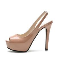 Madingi moteriški vestuviniai bateliai su sagtimi 12 cm Suknelės bateliai Moteriški itin aukštakulniai Batai Seksualūs Plona platforma Žuvies burna Šventiniai bateliai 37 beige