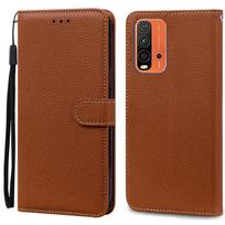 Prabangus piniginės odinis atverčiamas dėklas Xiaomi Redmi 9T Redmi9T telefono dėklui su kortelių laikikliu, knygos viršelis, Fundas For Redmi 9T ruda