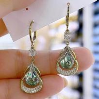 Needle Exquisite Small Micro-Inlaid Zircon Teardrop-Shaped Pearl Earrings For Women Fashionable Light Luxury Elegant Versatile Earrings One Size gray