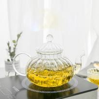 Glass teapot for making tea, household high temperature resistant large-capacity tea set, tea brewer, high-end teapot orange