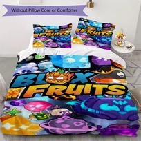 Blox Fruits game Pattern Bedding uilt Set uilt Cover Pillowcase Home Decoration Birthday Gift (1 * duvet cover + 2 * pillowcase without core)11 135x200cm blue