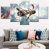 5 vnt. Drobės Sienos Dailė Plakatas Tapyba Anime Attack On Titan Paveikslas Spaudinys Namų Dekoras Svetainė Vaikų Miegamasis Sieninė Tapyba 40x60 40x80 40x100cm gray