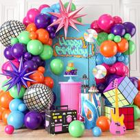 Disco 80s & 90s Themed Balloon Chain for Kids' Birthday Party Decorations blue