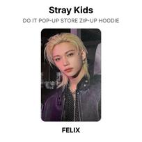 Stray Kids DO IT POP-UP STORE ZIP-UP HOODIE Official Photocard FELIX gray