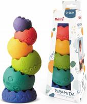 Sensorinė piramidė vaikams Hencz Toys, 6 vnt., 10 × 26 cm