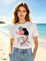 1 vnt. Madingi Frida Kahlo Unisex marškinėliai mergaitėms Juokingi Vintažiniai Feministinės Spaudos Trumpi Marškinėliai Unisex Marškinėliams Moteriški Viršutiniai M beige