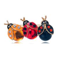 Trendy Enamel Ladybug Brooches for Women Unisex Rhinestone Insect Pins Casual Party Accessories Gifts Friends black