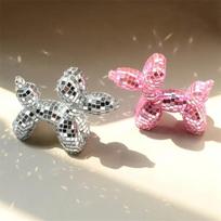 Balloon Dog Disco Dachshund Mosaic Mirror Sequin Figurine Cute Table Decor Party Centerpiece For Kids Desk Gift For Christmas gray