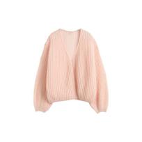 Longmei Women's Mohair Cardigan - Loose, Lazy Style with Hollow Knit for Spring/Summer XS beige