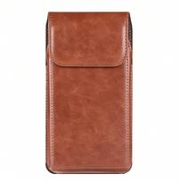 Mobile Phone Fanny Pack Hanging Upright Waist Wearing Belt Leather Case Male šviesiai ruda spalva