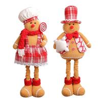 Scalable Gingerbread Figurine Christmas Atmosphere Decoration Cute Chef Hat Couple Doll Home Display Window Standing Decoration red