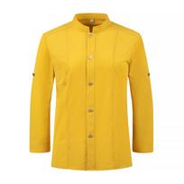 Mid-Sleeve Barista Shirt with Adjustable Sleeves for Milk Tea Shops and Bakeries 2XL yellow