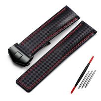 Carbon Fiber Pattern Genuine Leather Strap 20mm 22m for Tag Heuer F1 Watchband Wristwatches Band Leather Watch Bracelet 20mm gray