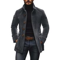 Men's Solid Color Lapel Button Pocket Blazer Jacket Casual Spring Autumn Coat For European American Crossbody XL pilka spalva