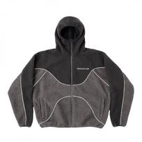 Unisex vilnos pamušalo su gobtuvu striukė su spalvų blokų dizainu Streetwear Negabaritinė ilgomis rankovėmis su užtrauktuku Žieminė striukė XL pilka