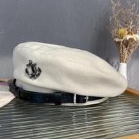 British retro fashionable anchor belt beret woolen warm painter hat women's flat top bud hat M（56-58cm） smėlis