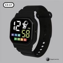 Elektroninis laikrodis Tuščiaviduris Savaitės Skaitmeninis Sportinis Studento LED Elektroninis Laikrodis Poros Tuščiaviduris Spalvotas Ekranas Laikrodis Savaitės Kvadratinis Elektroninis Laikrodis black