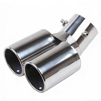 Automobilio priedai Nerūdijančio plieno reguliuojamas dvigubas išmetimo antgalis Universalus automobilio išmetimo vamzdis išmetimo modifikacijai ir dekoravimui Silver Bending gray