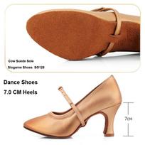 Moteriški šokio bateliai Moteriški valsui šokti bateliai Karvės odos padadas Minkšti Lotynų šokiams Tango šokiui Salės šokiams 7cm 5cm 3,5cm kulniukai Pasirenkami 36 brown