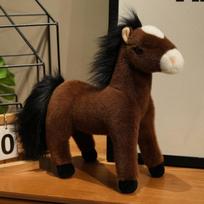 Mielas rudas poni lėlės pliušinis žaislas kumeliukas zodiako žirgo lėlė vaikų raminanti lėlė 30cm（0.25kg） tamsiai ruda spalva