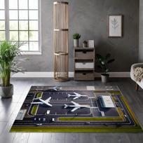 Airport Overlooking Map Theme Carpet for Living Room Decor Kid's Play Mat Sofa Rug Bedroom Bedside Rug Man's Cave Christmas Gift 80X120CM gray