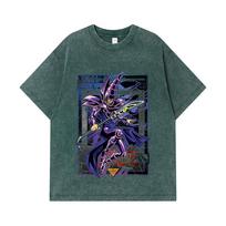 275 GSM skalbti marškinėliai 100% medvilnė Yu-Gi-Oh V5 Mago Oscuro spaudinys Unisex stori medvilniniai marškinėliai M black