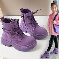 Kids All Black Non Slip Chunky Sole Martin Boots 33 violetinė