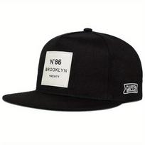 Hip Hop Snapback N°86 Brooklyn Flat Bill Baseball Cap Leather Patch Fashion Street Dad HatAdjustable Streetwear for Men Women juoda balta spalva
