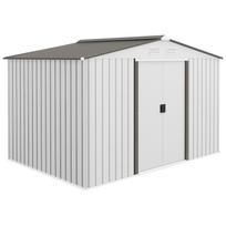 Garden Storage Shed, Metal Outdoor Storage Shed House with Foundation Kit, Ventilation, Doors, 9 x 6FT, Silver 277 x 195 x 192 cm