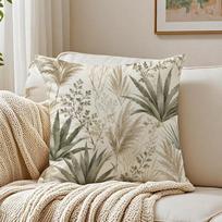 American-style Vintage Watercolor Plants Pillow Case Organic Short Plush Cushion Covers Breathable Washable Wrinkle-Resistant 50cmx50cm(20x20Inch) gray