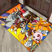 Digimon Carpet Rug for Living Room Bedroom Home Sofa Decoration,Kids play Non-slip Floor Mat 100x120cm( 39x47in ) orange
