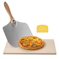 VEVOR Pizza Stone, 508 x 355 mm Rectangular Cordierite Pizza Stone, Extra Large Baking-Stone with Aluminum Peel 50.8 x 35.5 x 1.5 cm