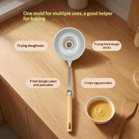 Iron Frying Spoon Mold Donut Scallion Pancake Maker Scoop Household Fried Snack Making Tool one size beige