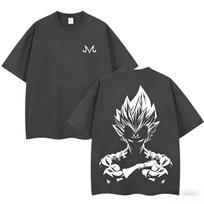Summer Dragon Ball Z T-Shirt Unisex Majin Vegeta Graphic Short Sleeve Oversized Streetwear Loose Fit Japanese Anime Fan Tee XL gray