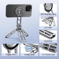 CAMOLO MG-05 PLUS for Magsafe Tripod Magnetic Phone Holder for IPhone IPad HUAWEI Desktop Phone Mount W/ Arca-Swiss for Tripod gray