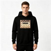 Men's Casual Chess Checker Board Pattern Print Pullover Hoodie Long Sleeve Loose Hooded Sweatshirt M juoda