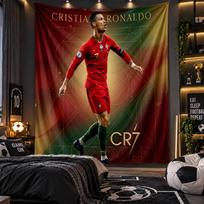 Sieninis gobelenas su Cristiano Ronaldo atspaudu Audinys svetainei, miegamajam, namų dekoravimui 100cmx150cm brown
