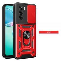 Shockproof Armor Phone Case For Oppo Reno 12 Pro Slide Camera Protect Funda For Reno 12 F 12F Reno12 Pro 5G Magnetic Ring Cover For Reno12 5G raudona