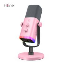 FIFINE USB/XLR Dynamic Microphone with RGB Control/Headphone jack/Mute,MIC for PC Gaming Recording Streaming AmpliGame-AM8