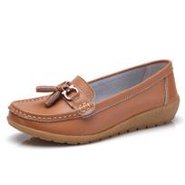 Loafers moterims Odiniai plokščiapadžiai batai Laisvalaikio batai Mamai Moteriški vienviečiai batai 39 šviesiai ruda spalva