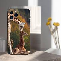 Gyvūnas Žirafa Mielas For iPhone 8,7,11,12,15,14,13,16,17,Plus,Pro Max,XS,X,XR,SE,Mini,Minkštas Silikoninis Juodas Dėklas iPhone14Plus black