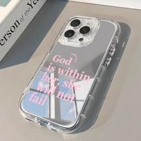 Pink English Pattern Phone Case For iPhone 11 12 13 14 15 16 17 Pro Max 7 8 16 Plus XR X XS Max 16E 17E Luxury Mirror Back Cover iPhone 16e gray