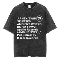 Y2k Tshirt Men Clothing New in Top & Tees Mens T-Shirt Washed Vintage Aphex Twin Selected Ambient Works 85 92 Letter Print M įvairiaspalvis