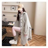 Medium to Long Loose and Lazy Style Thick Shirt Jacket for Women New Korean Style Design and Western Style Top XXXL smėlis