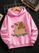 Relaxed Capybara Kids Zip Hoodie Summer Cute Crewneck Cartoon Ages 3-14 120 white