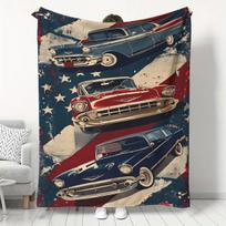 Vintage Car Enthusiast'S Dream: Ultra-Soft Flannel Throw Blanket with Classic Car Design - Lightweight & Cozy for Couch, Bed, Or Camping | Perfect Gif 100X130CM gray